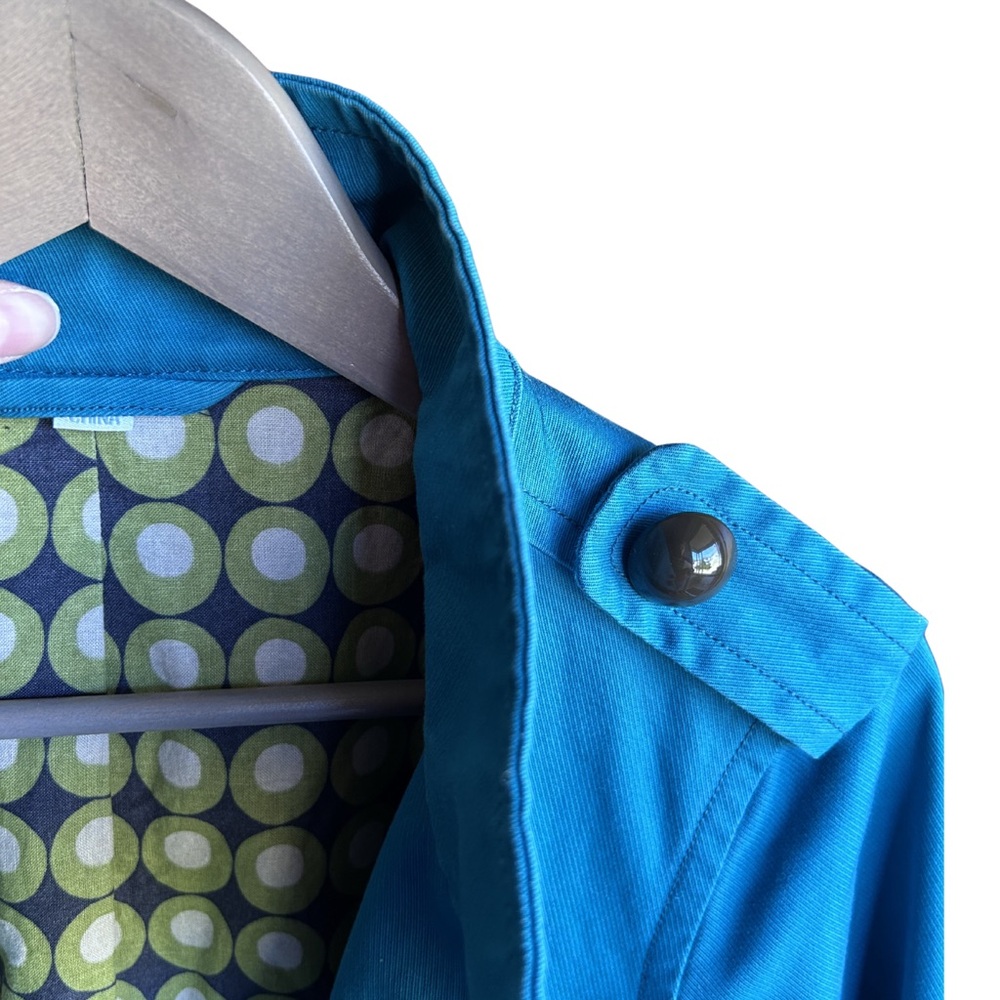 Boden Trench with Fun Pattern Lining - Button Front. Turquoise. US size 8 - Picture 3 of 10